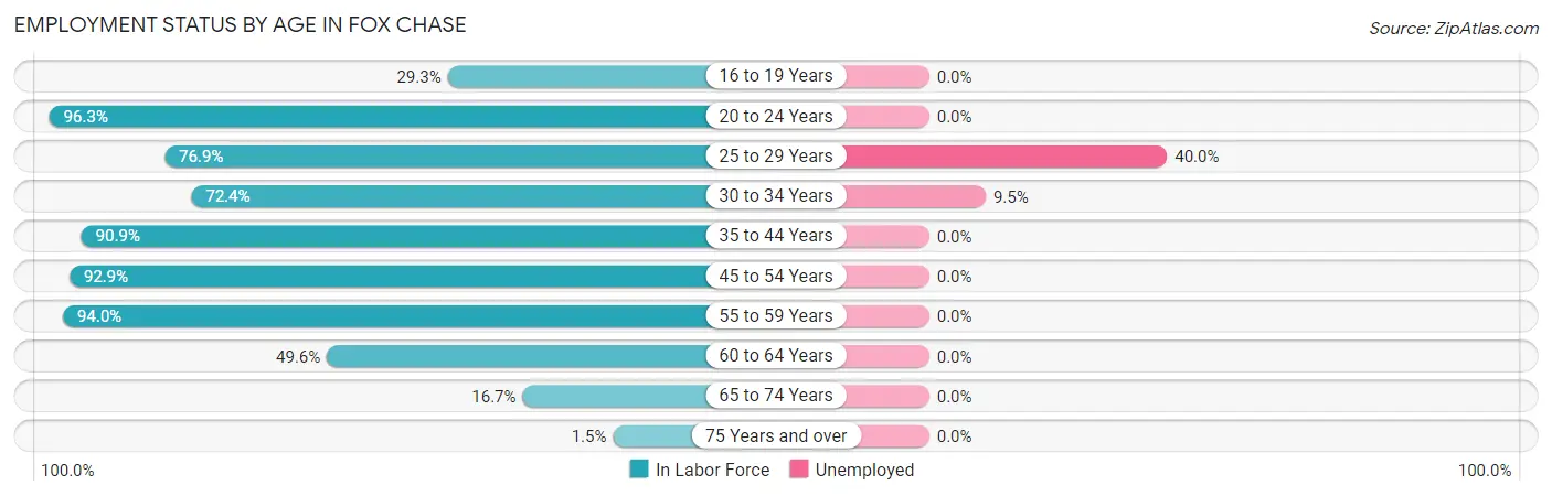 Employment Status by Age in Fox Chase
