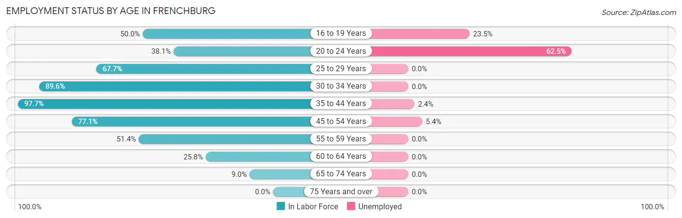 Employment Status by Age in Frenchburg