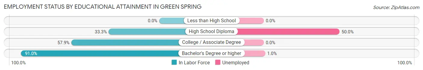 Employment Status by Educational Attainment in Green Spring