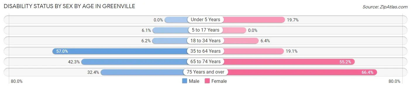 Disability Status by Sex by Age in Greenville