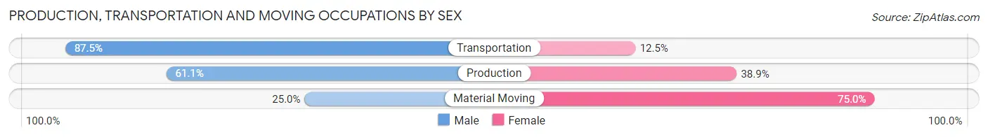 Production, Transportation and Moving Occupations by Sex in Hanson