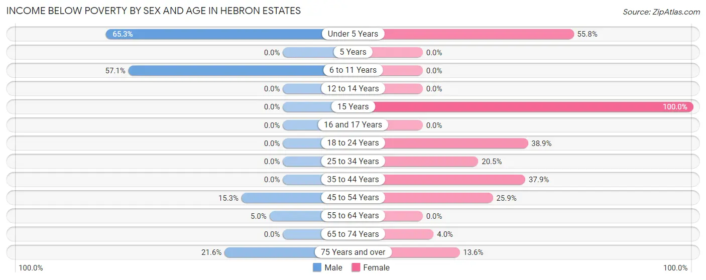 Income Below Poverty by Sex and Age in Hebron Estates