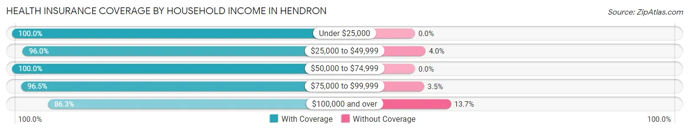 Health Insurance Coverage by Household Income in Hendron