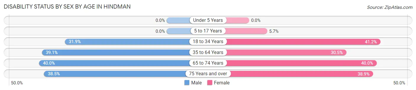 Disability Status by Sex by Age in Hindman
