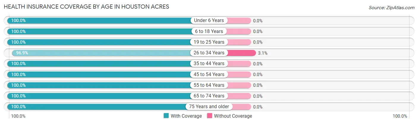 Health Insurance Coverage by Age in Houston Acres