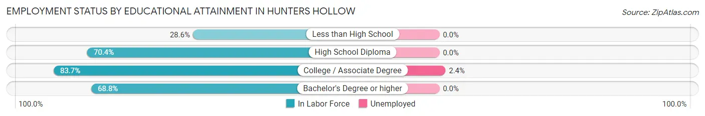 Employment Status by Educational Attainment in Hunters Hollow