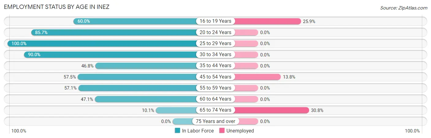 Employment Status by Age in Inez