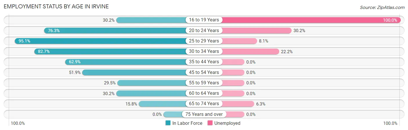 Employment Status by Age in Irvine