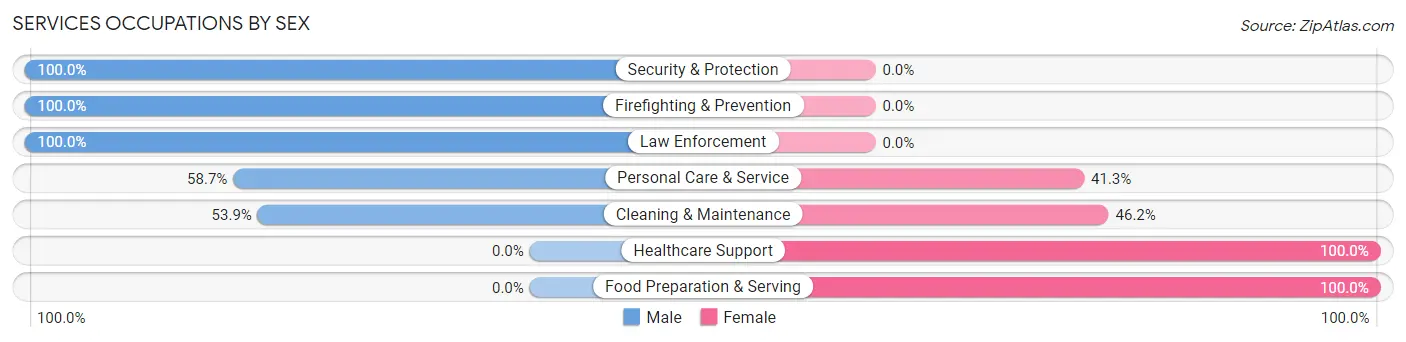 Services Occupations by Sex in Irvine