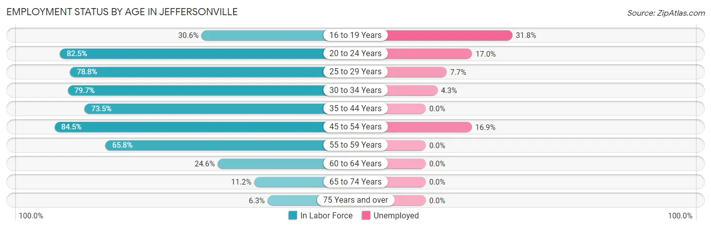 Employment Status by Age in Jeffersonville