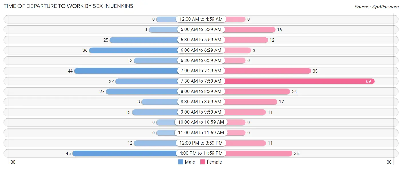 Time of Departure to Work by Sex in Jenkins