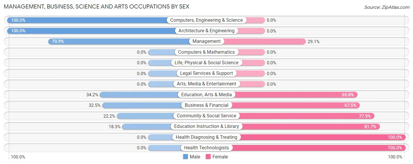 Management, Business, Science and Arts Occupations by Sex in Leitchfield