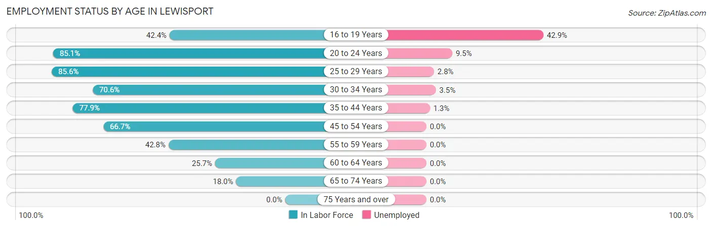Employment Status by Age in Lewisport