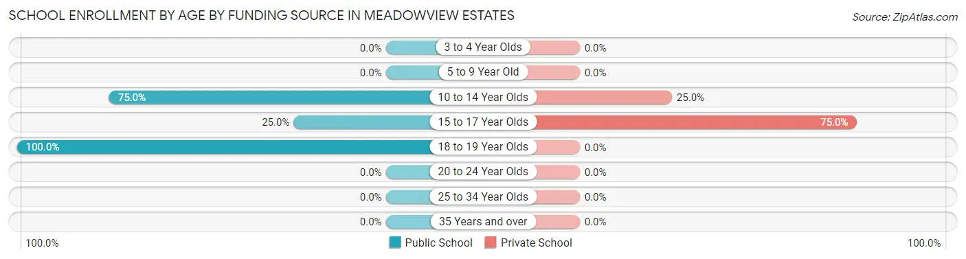 School Enrollment by Age by Funding Source in Meadowview Estates