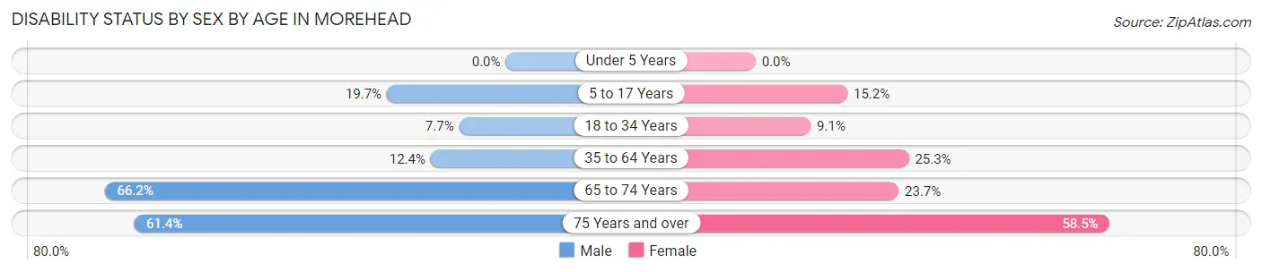Disability Status by Sex by Age in Morehead