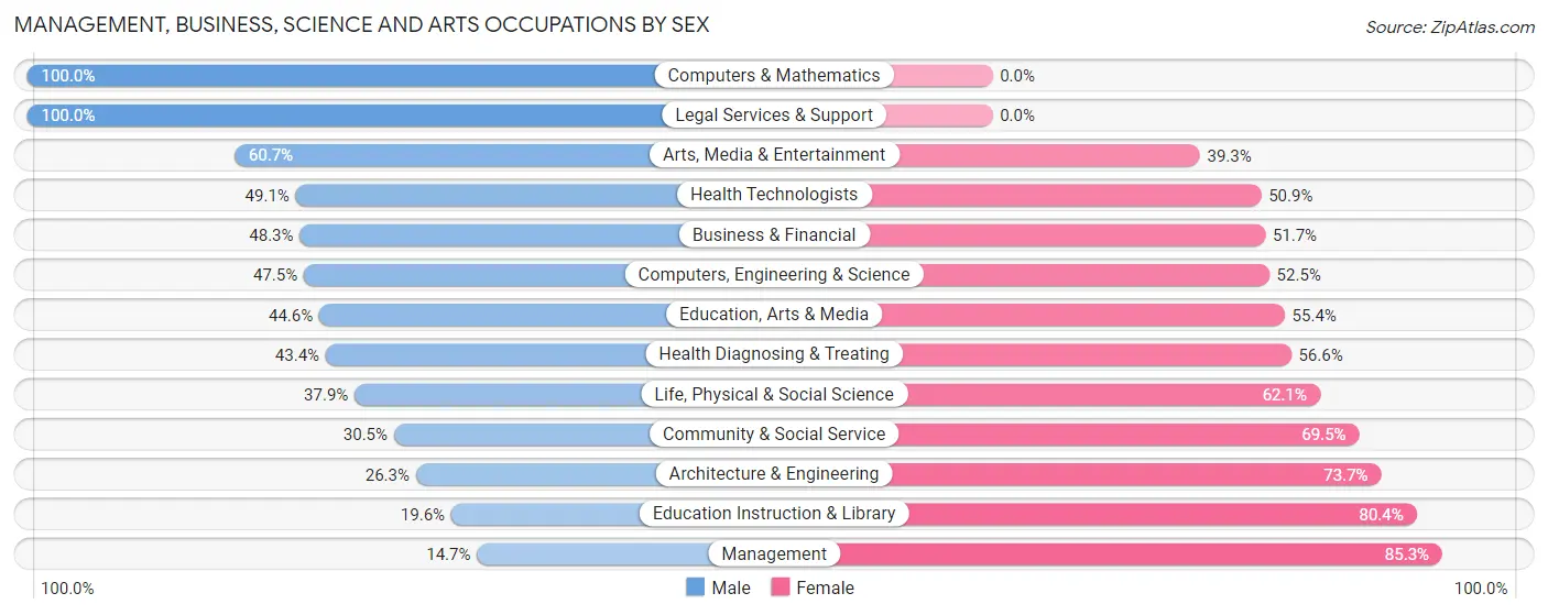 Management, Business, Science and Arts Occupations by Sex in Morehead