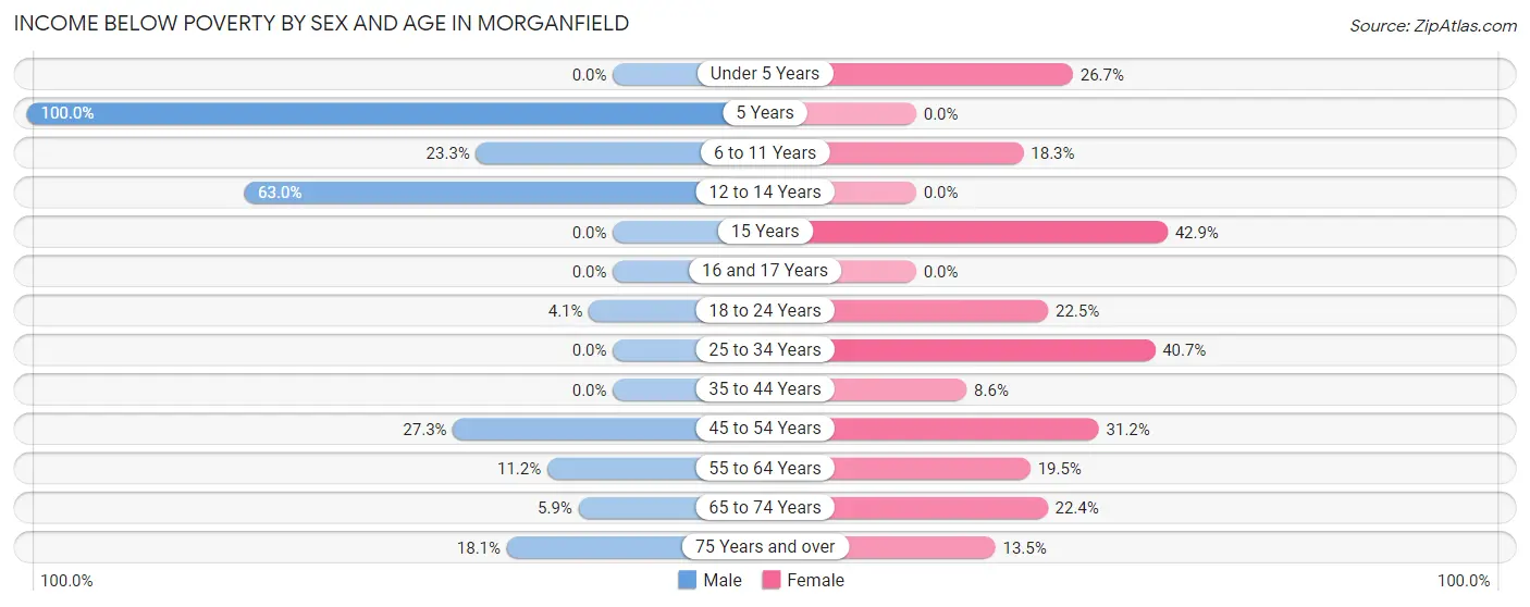 Income Below Poverty by Sex and Age in Morganfield
