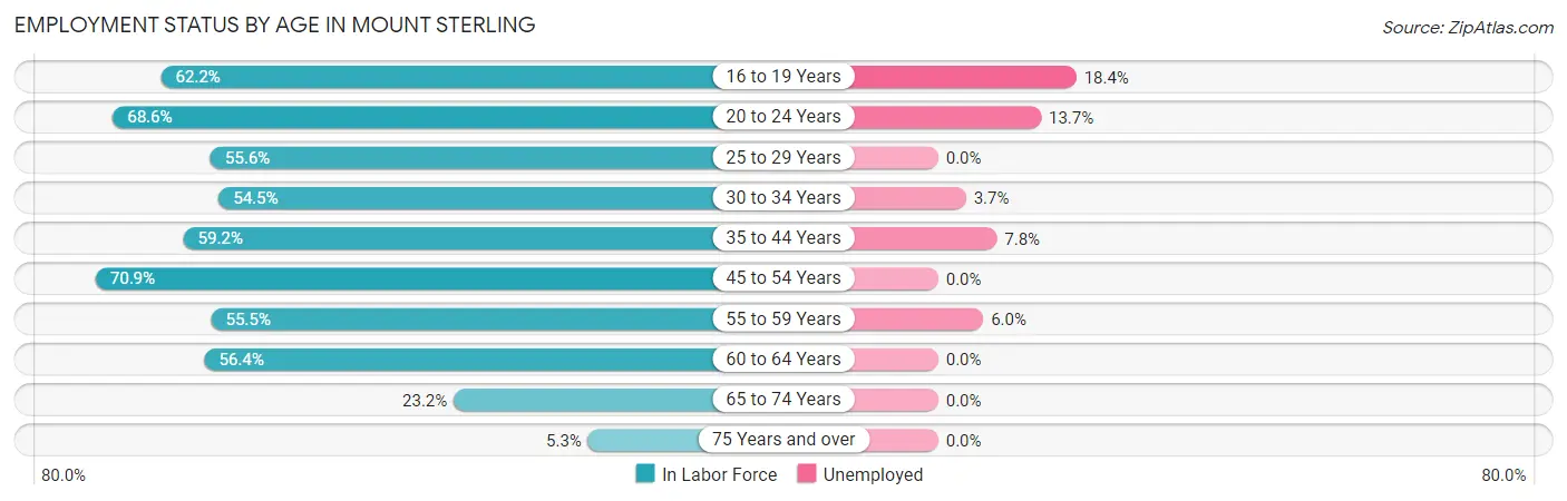Employment Status by Age in Mount Sterling