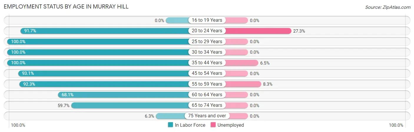 Employment Status by Age in Murray Hill