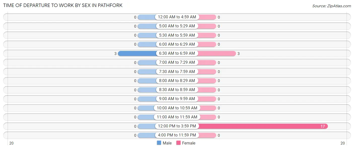 Time of Departure to Work by Sex in Pathfork