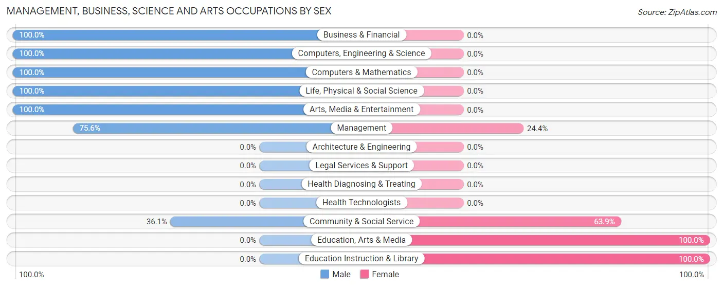 Management, Business, Science and Arts Occupations by Sex in Petersburg