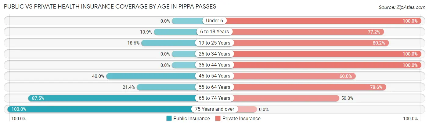 Public vs Private Health Insurance Coverage by Age in Pippa Passes