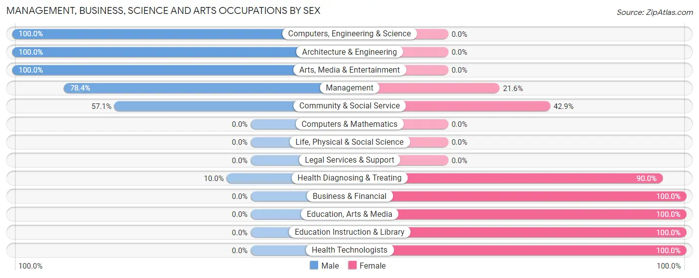Management, Business, Science and Arts Occupations by Sex in Pleasureville