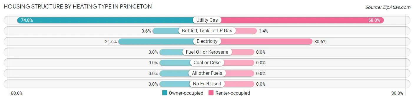 Housing Structure by Heating Type in Princeton