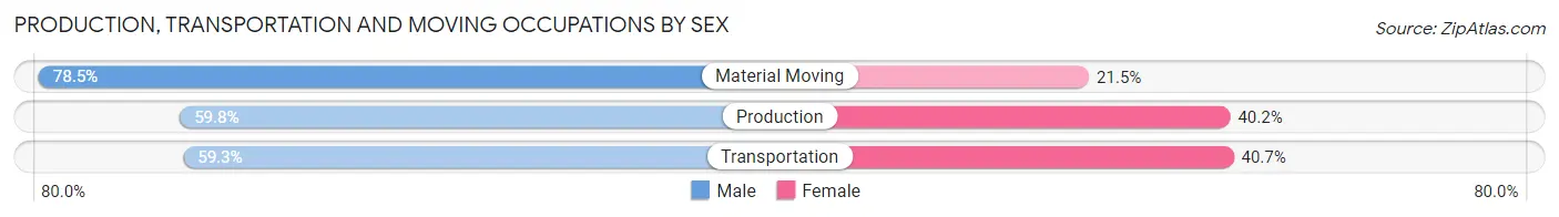 Production, Transportation and Moving Occupations by Sex in Providence