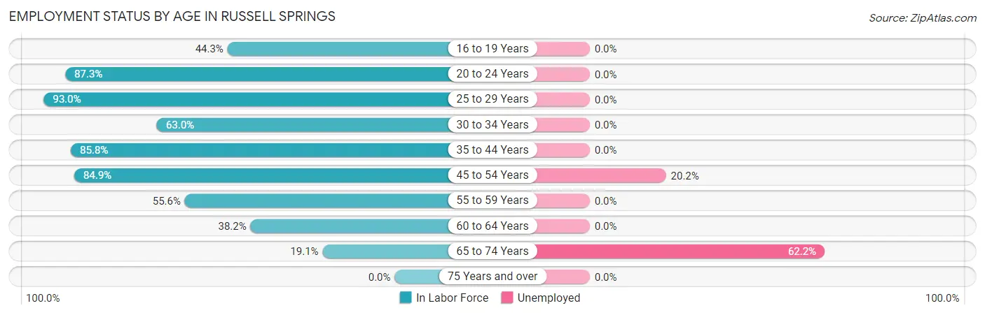 Employment Status by Age in Russell Springs