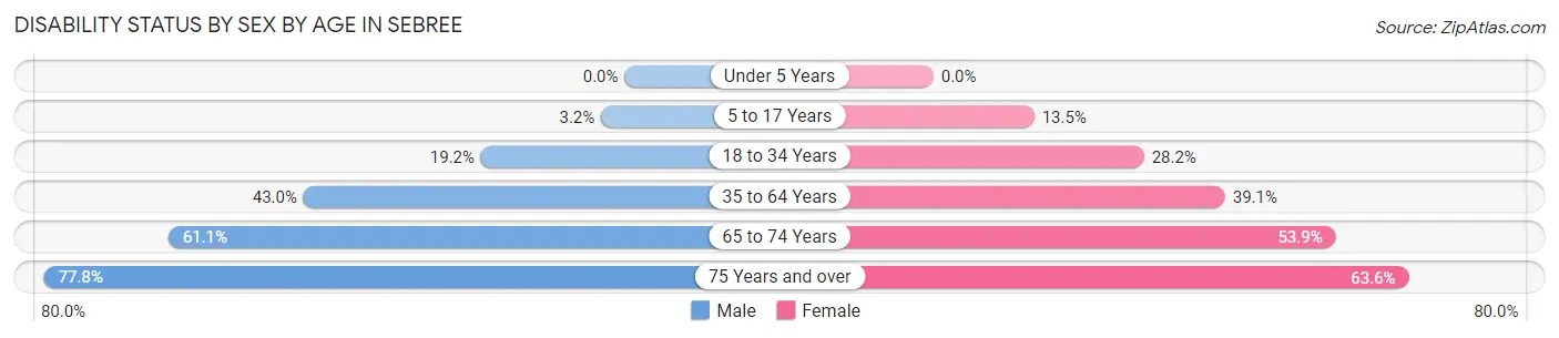 Disability Status by Sex by Age in Sebree