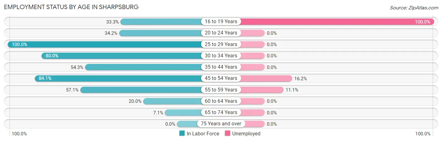 Employment Status by Age in Sharpsburg