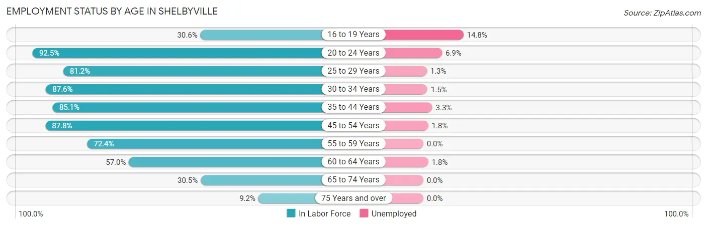 Employment Status by Age in Shelbyville