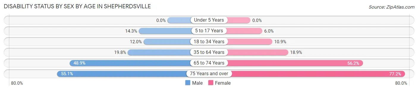 Disability Status by Sex by Age in Shepherdsville