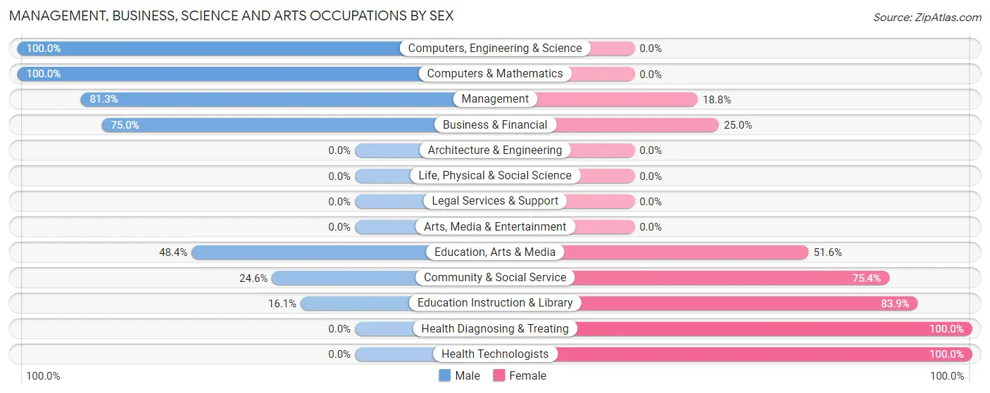 Management, Business, Science and Arts Occupations by Sex in Silver Grove