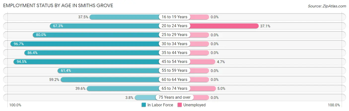 Employment Status by Age in Smiths Grove