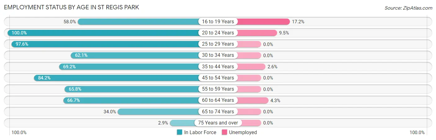 Employment Status by Age in St Regis Park