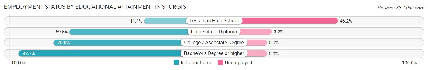 Employment Status by Educational Attainment in Sturgis