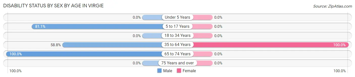 Disability Status by Sex by Age in Virgie