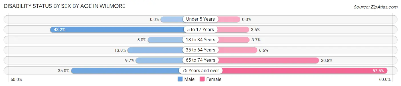Disability Status by Sex by Age in Wilmore