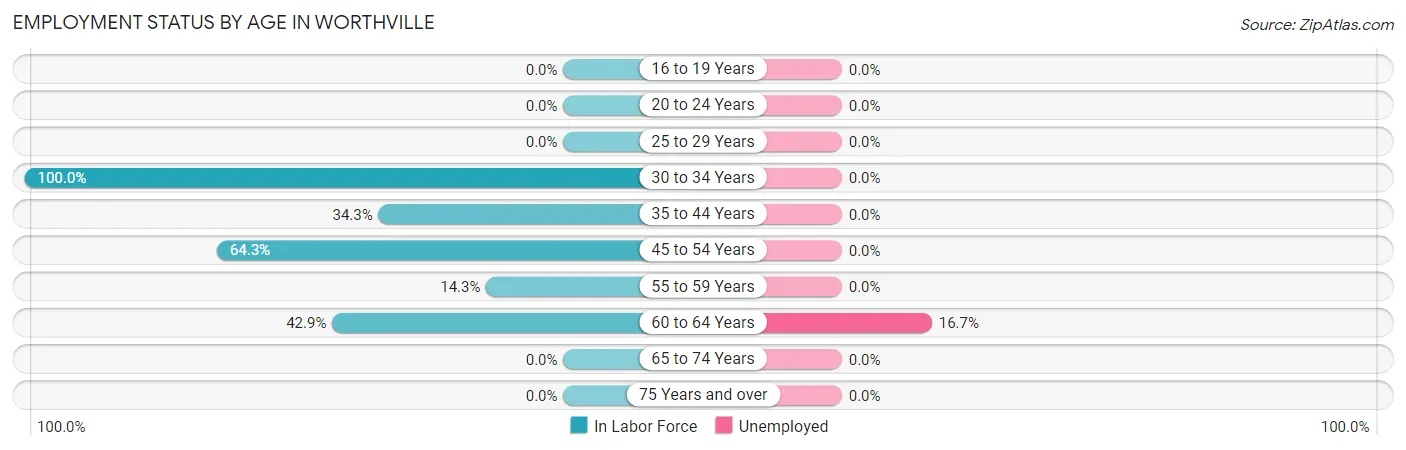 Employment Status by Age in Worthville