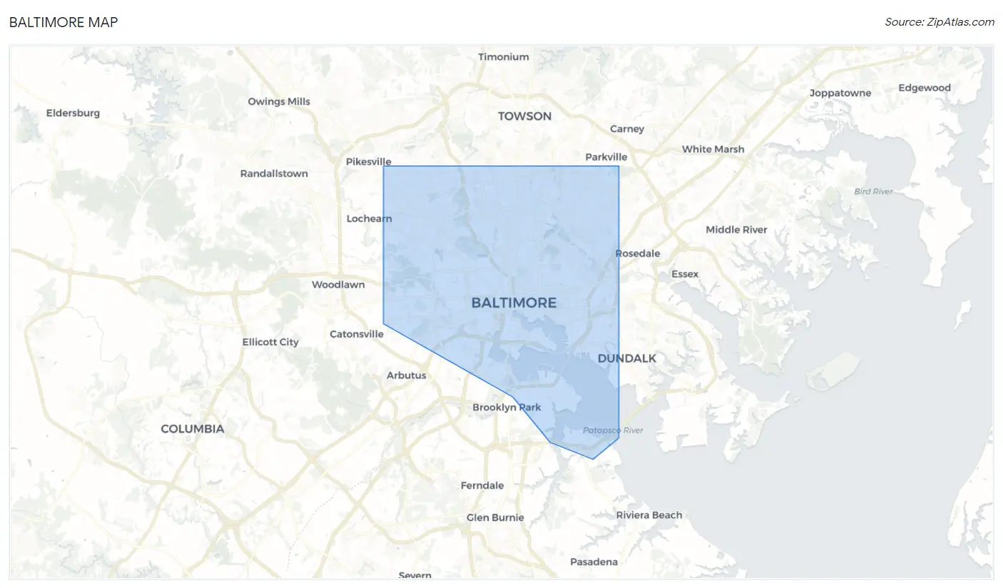 Baltimore, MD Zip Codes Map & Profile 2023 Zip Atlas