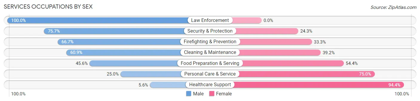 Services Occupations by Sex in Augusta