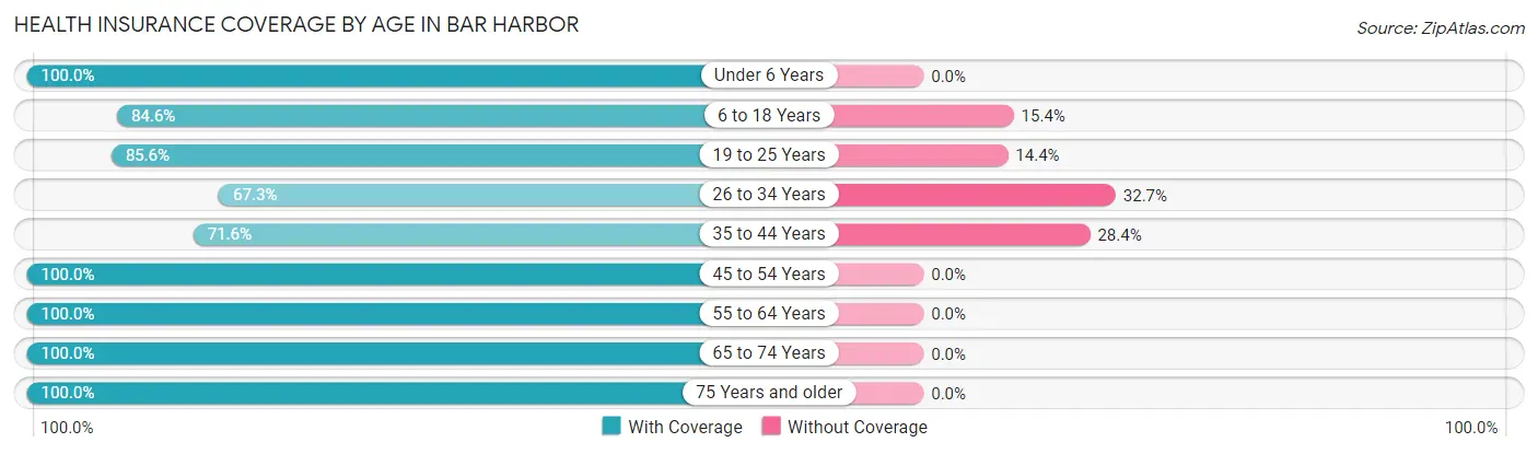 Health Insurance Coverage by Age in Bar Harbor