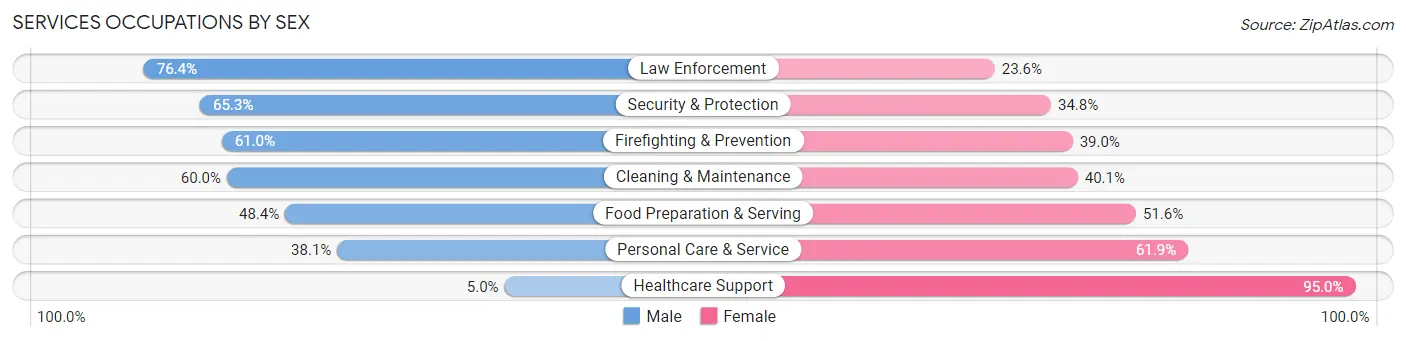 Services Occupations by Sex in Biddeford