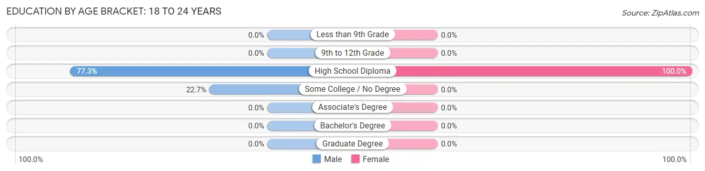 Education By Age Bracket in Blue Hill: 18 to 24 Years