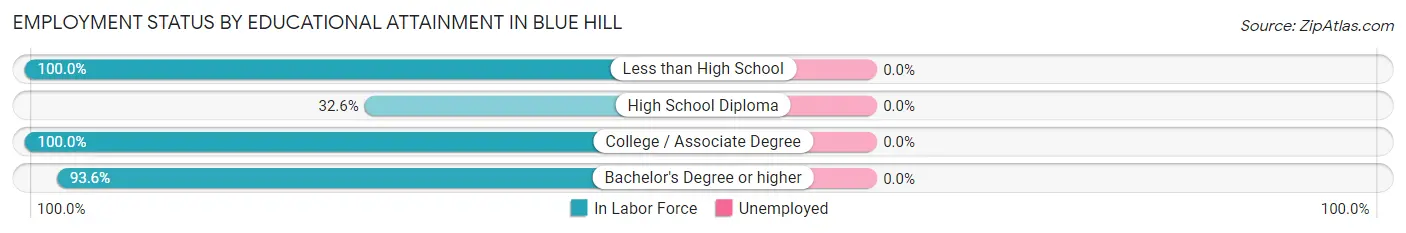 Employment Status by Educational Attainment in Blue Hill