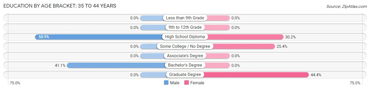 Education By Age Bracket in Bowdoinham: 35 to 44 Years