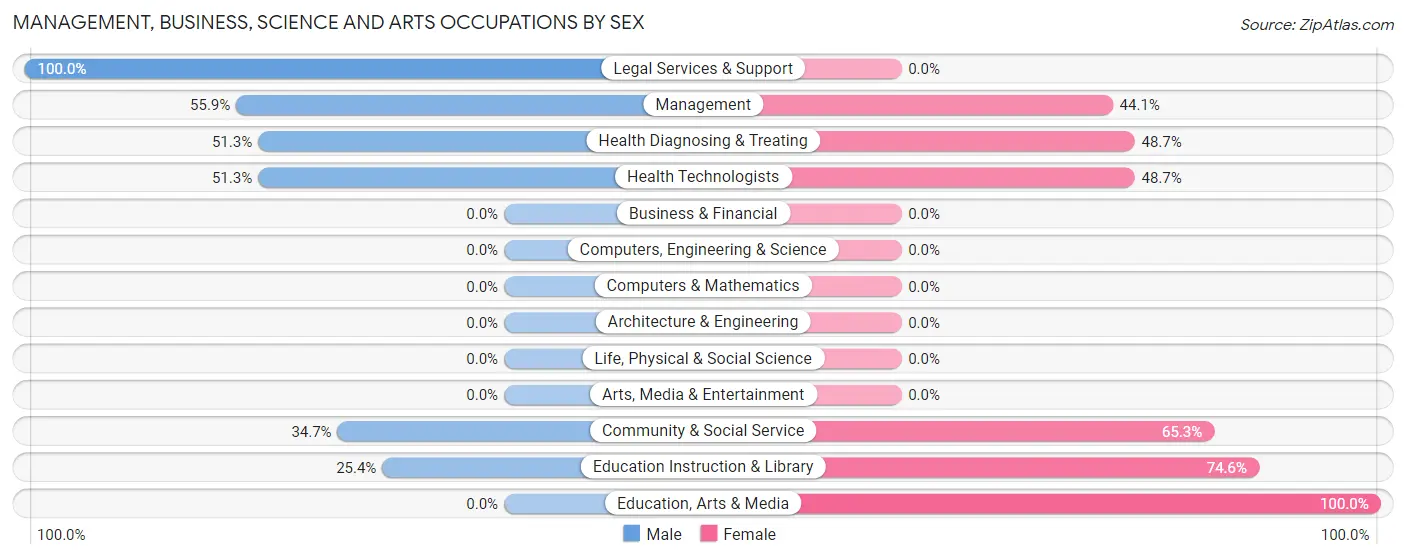 Management, Business, Science and Arts Occupations by Sex in Bowdoinham