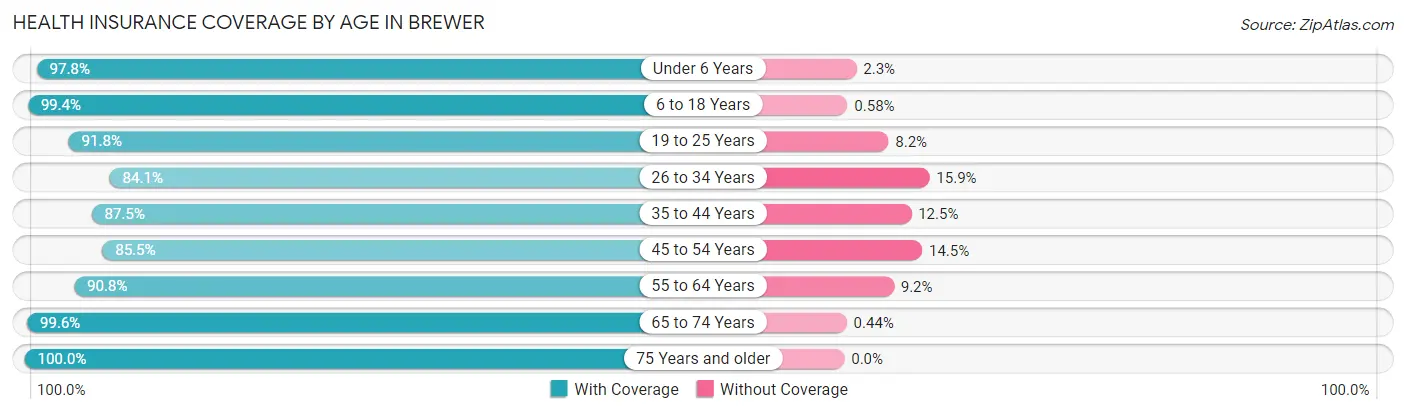 Health Insurance Coverage by Age in Brewer